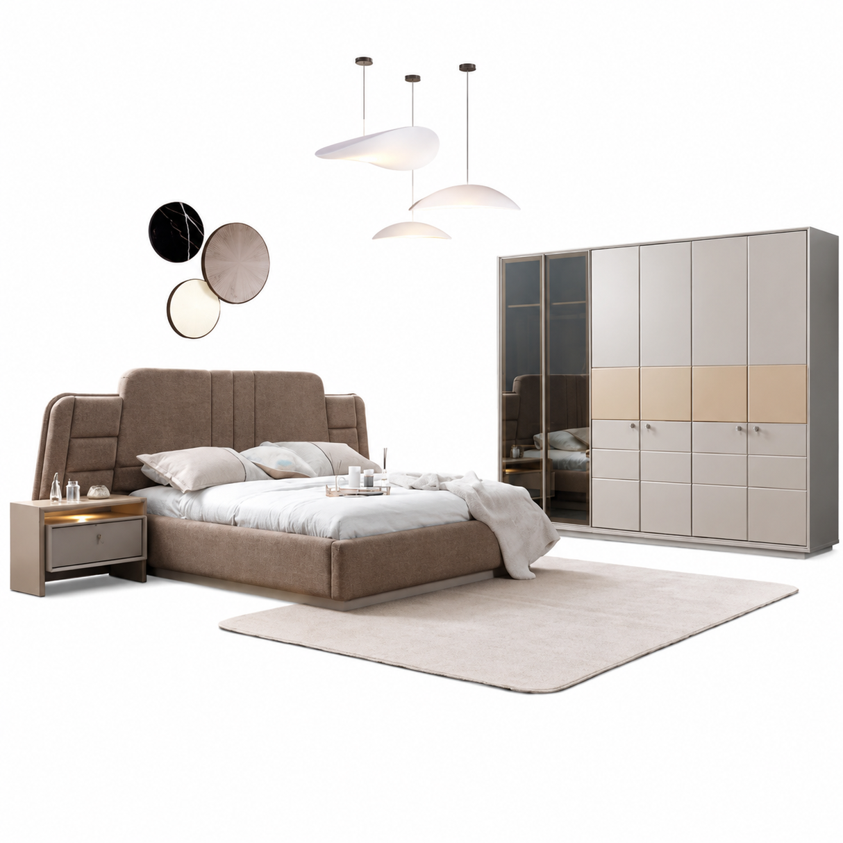 Costa King Bedroom Set (Bed 180×200 + 2 Nightstands + Wardrobe + Dresser)