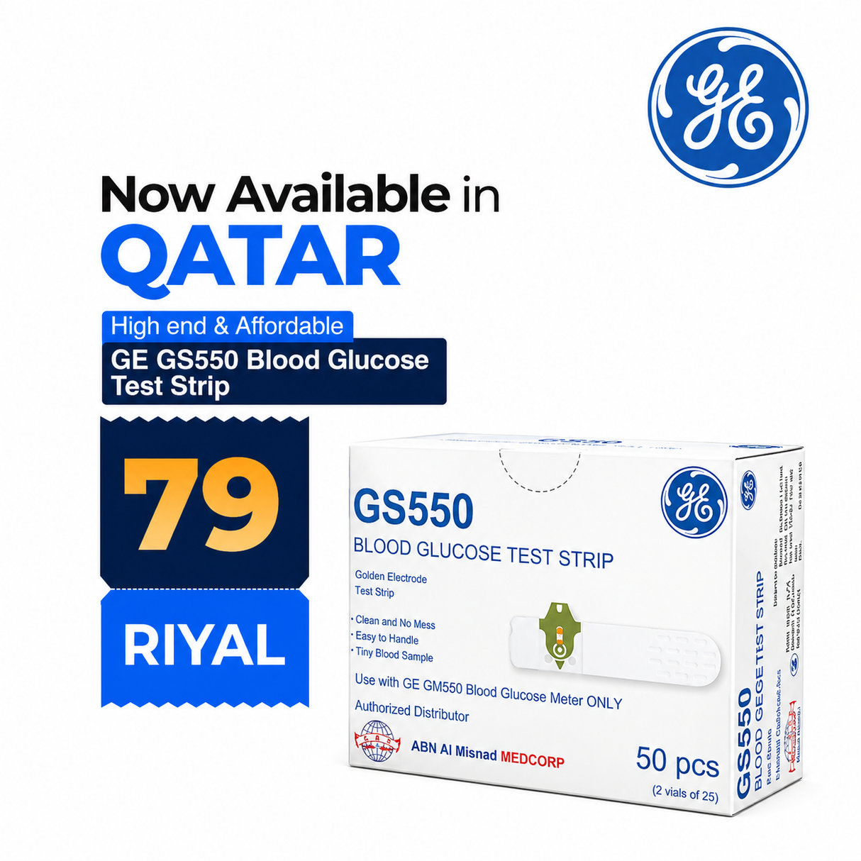 GE GS550 Blood Glucose Test Strips 50's – Blood Sugar Test Strips