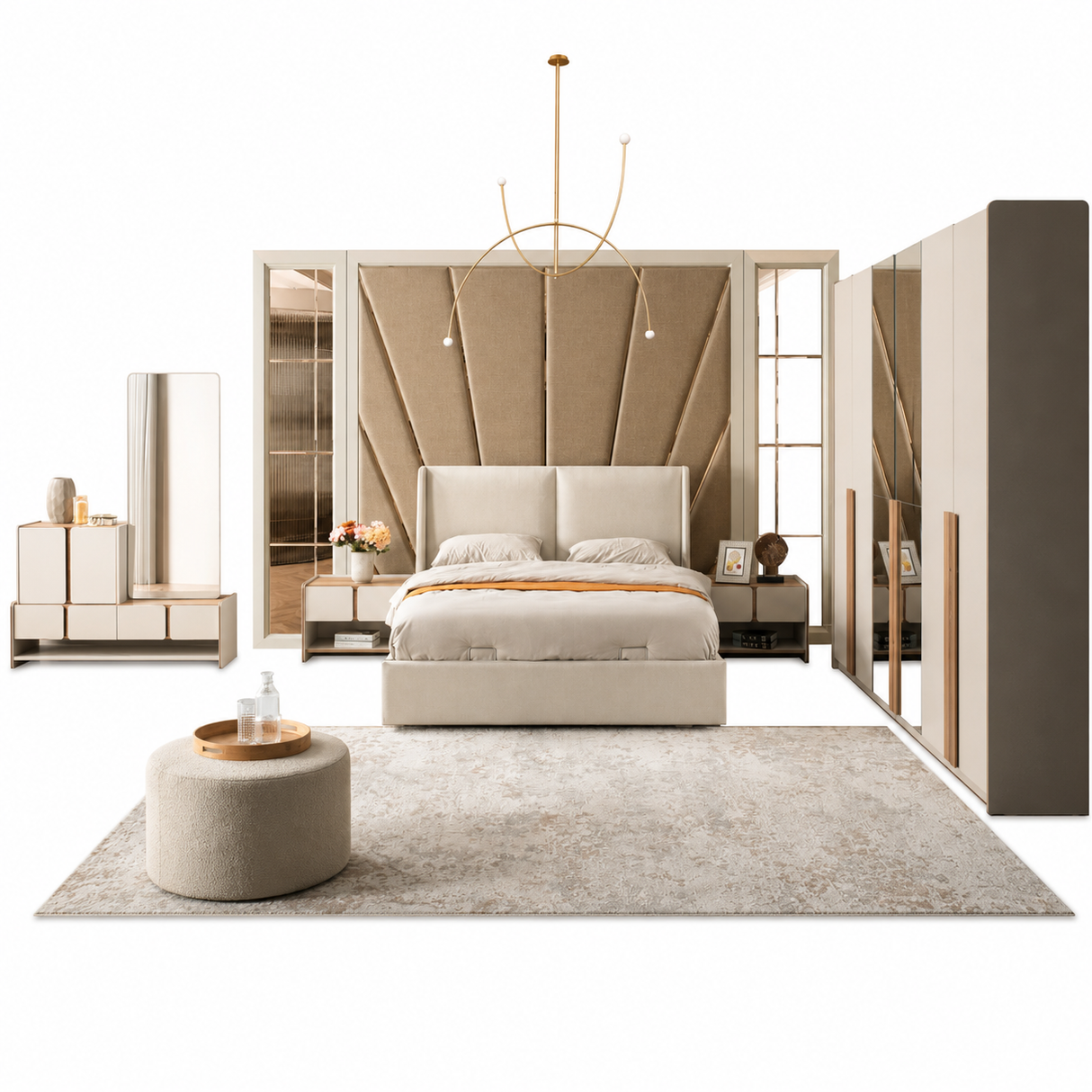 Iznik 4-Piece Bedroom Set – King Size Bed & Storage