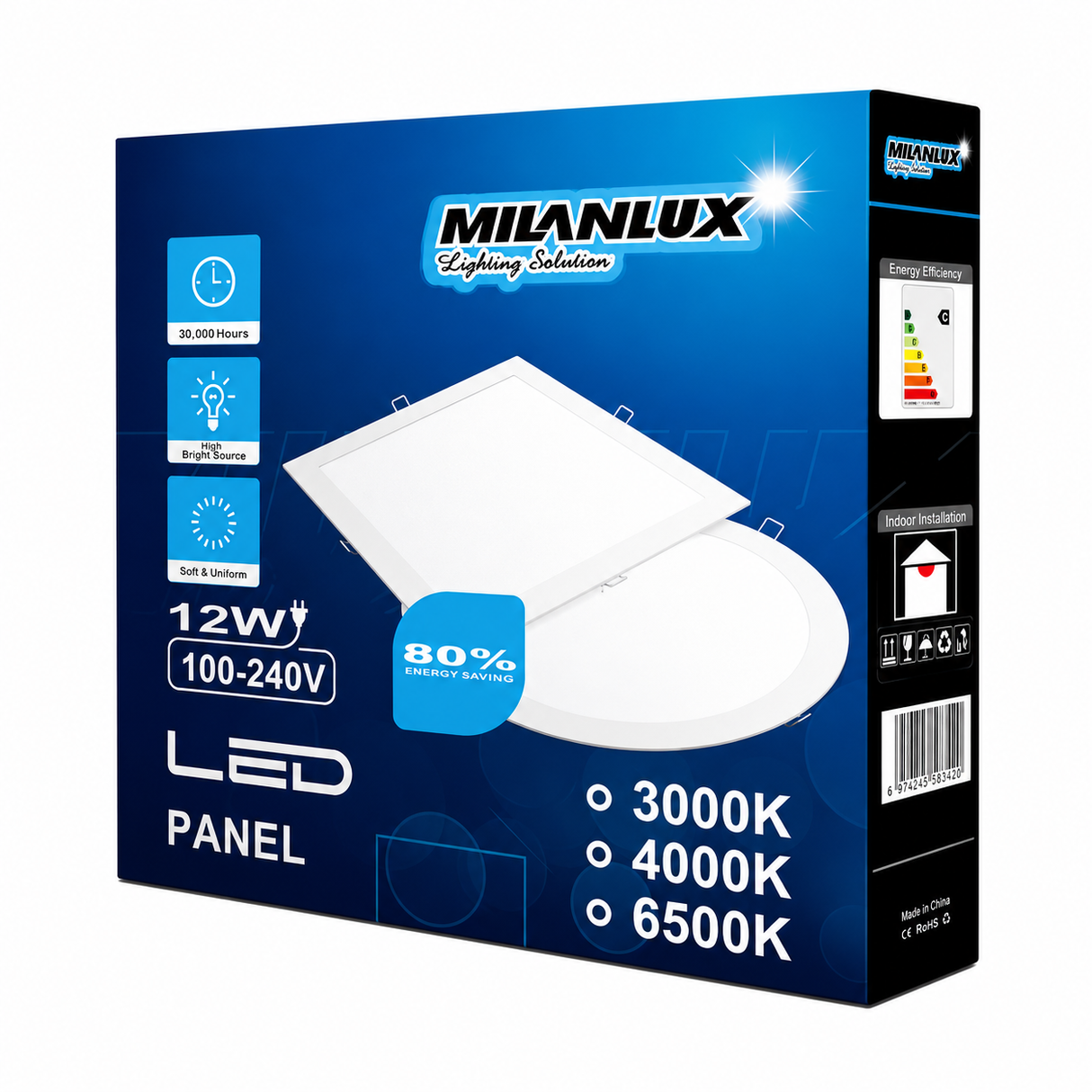 مصباح لوحة دائري 6 واط (3000 كلفن) 10 سم