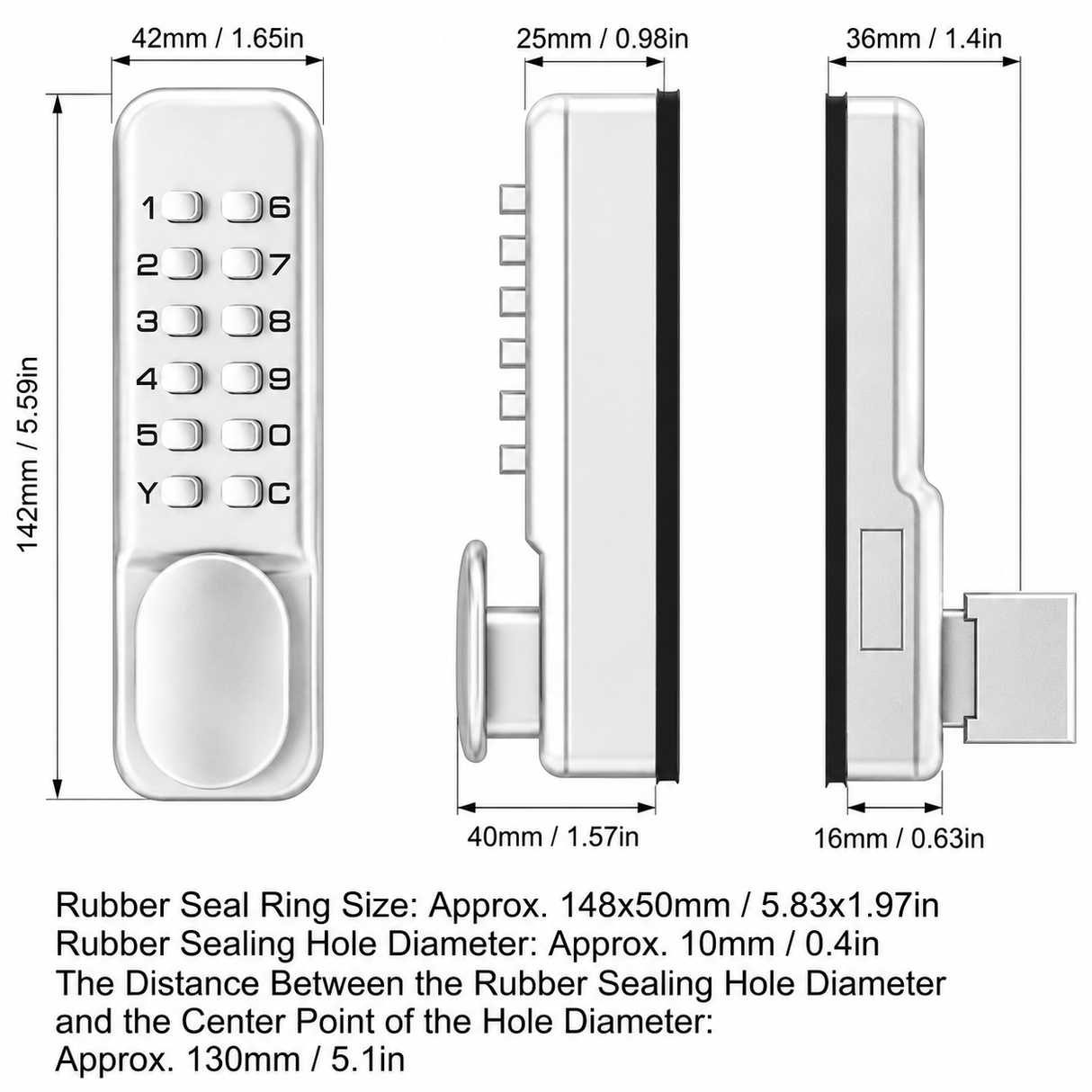 Mechanical Keyless Door Lock, Mechanical Deadbolt Combination Keypad Lock 2nd Generation