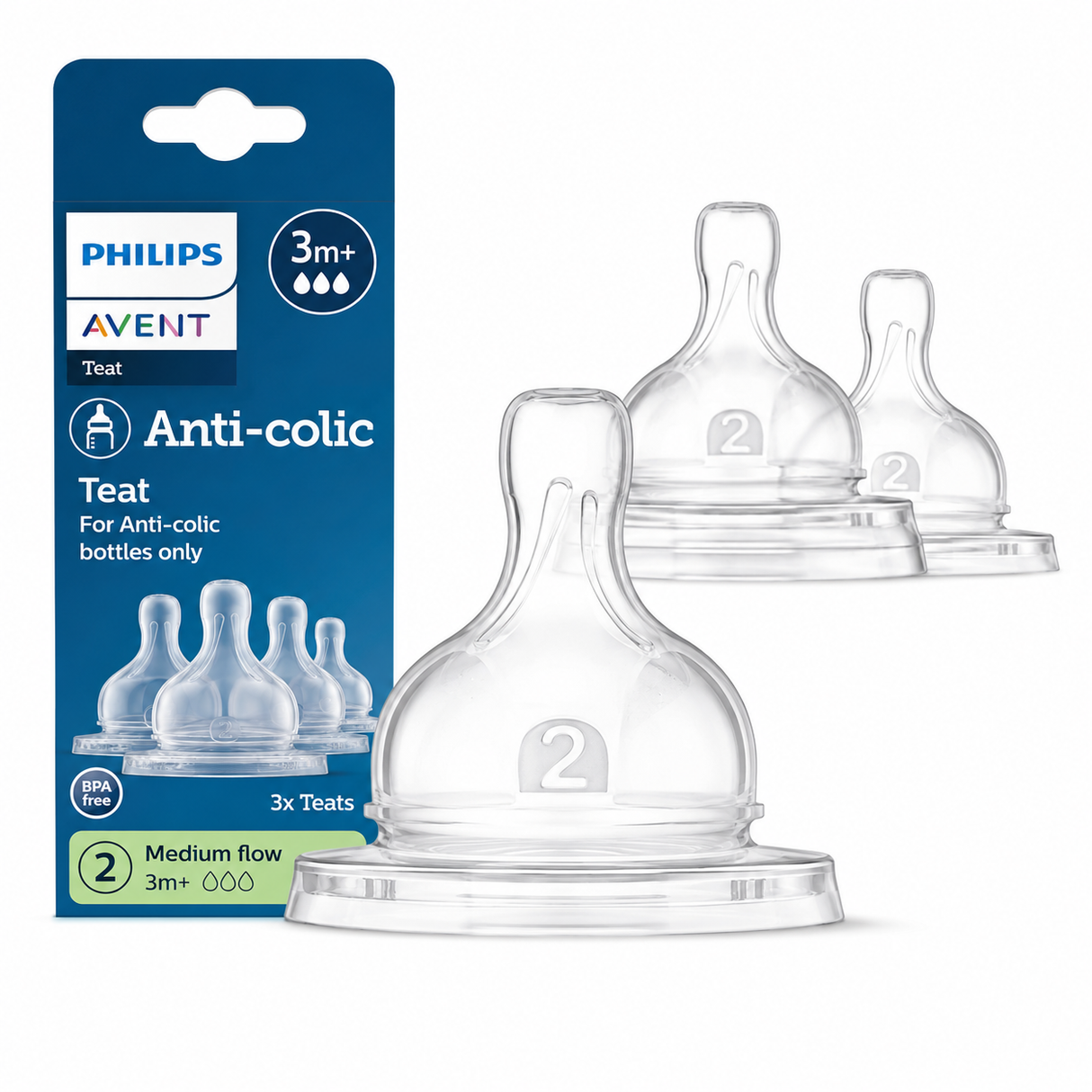 Philips Avent Airflex Teat (Anti-Colic Nipple) – Flow 2 SCY762/02