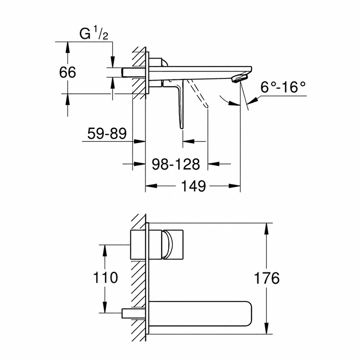 GROHE Lineare Two-hole Basin Mixer M-Size 19409001