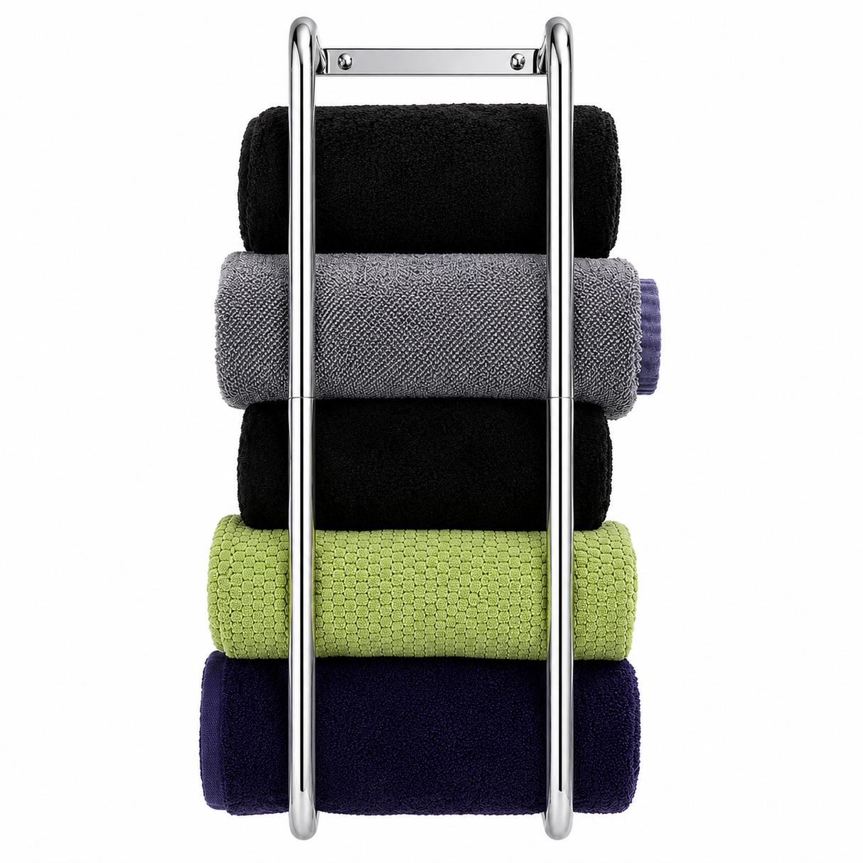رف مناشف مزدوج يُثبت على الحائط، 50 سم - كروم لامع