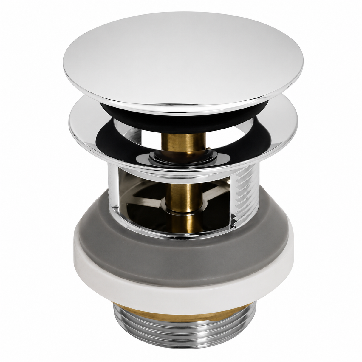 Pop Up Waste Puch Down - Round Silver