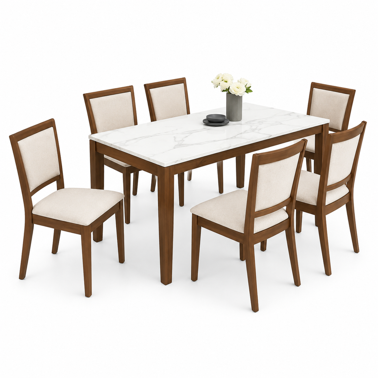 SHS 10089 Dining set (1400*800) (1+6) -white