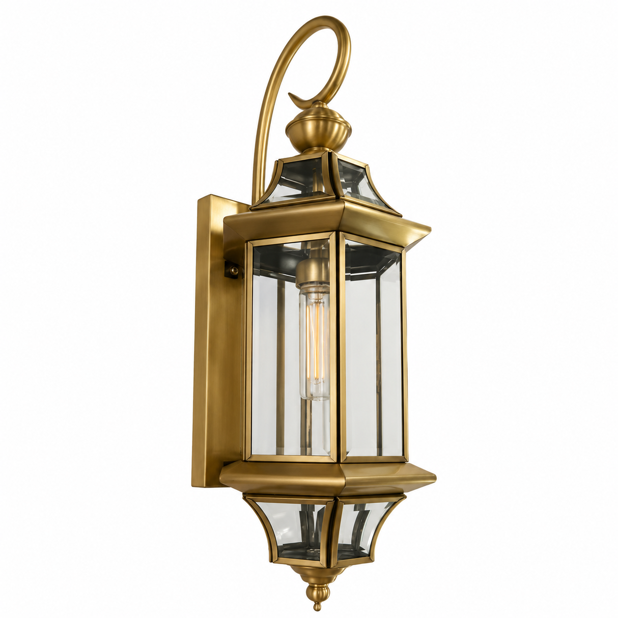Outdoor Wall Lamp E27 D200×H570mm Copper + Transparent Glass Gold HW-8088