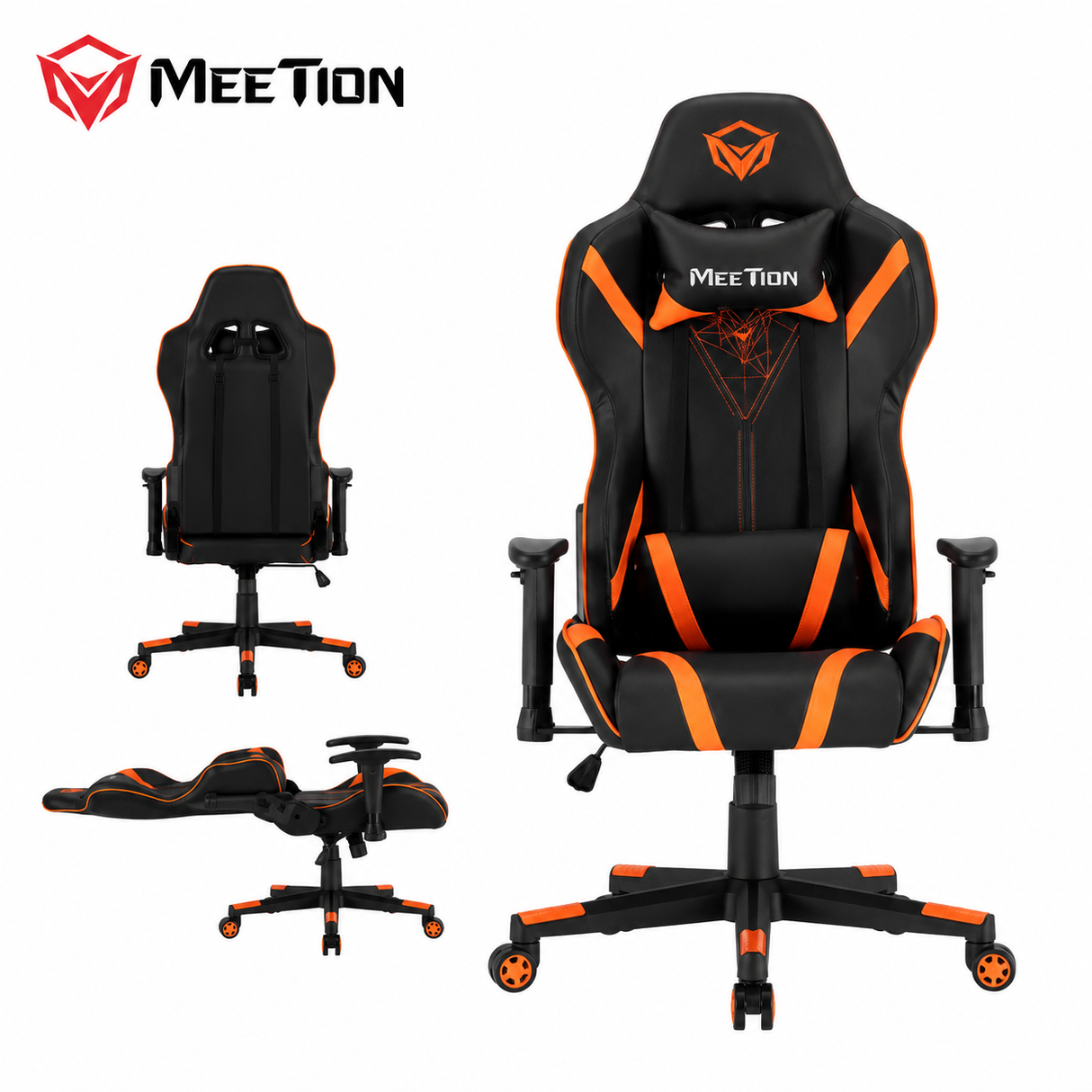 MEETION | 180° Adjustable Backrest E-Sport Gaming Chair (Black)