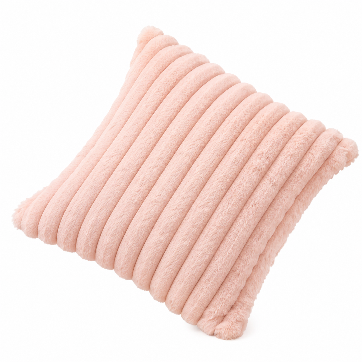 Blush Pink Textured Plush Throw Pillow