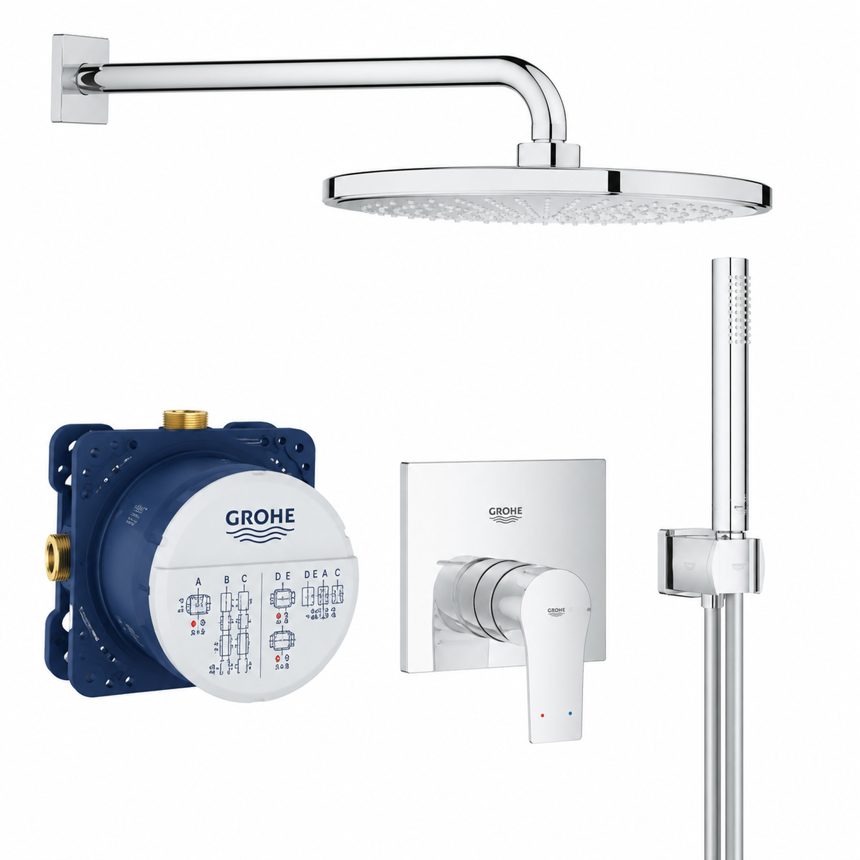 نظام دش مخفي من GROHE Eurocube مع Tempesta 250 Cube