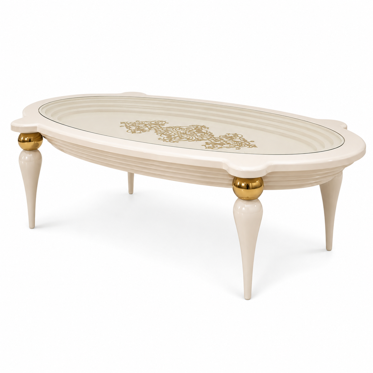 Center Table + Side Table Teapoy Combo - Gold Design