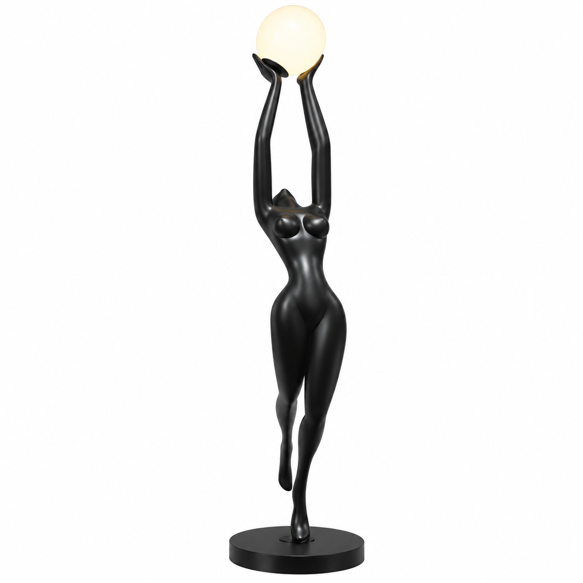 Floor lamp-2538-S-300*H1070-Fiberglass-Black