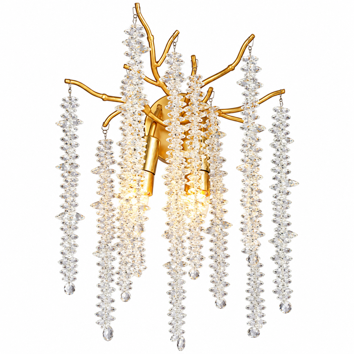 8086-3W Aluminum Crystal Wall Sconce – Gold