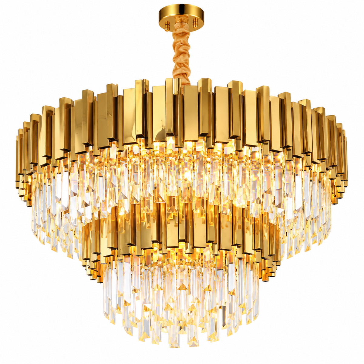 Luxury Antique Gold Plated Finished Crystal Chandelier Pendant Lamp