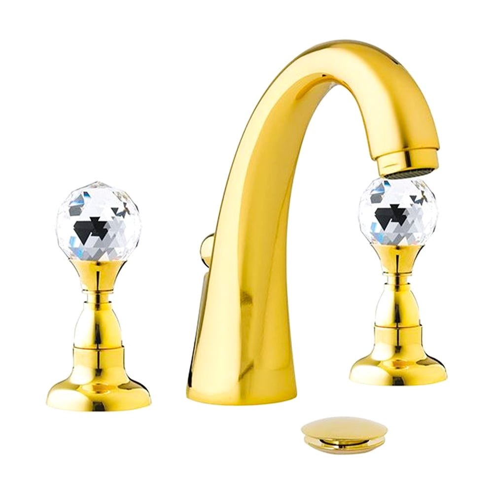 Crystal Holes Basin Mixer With Was Gold
