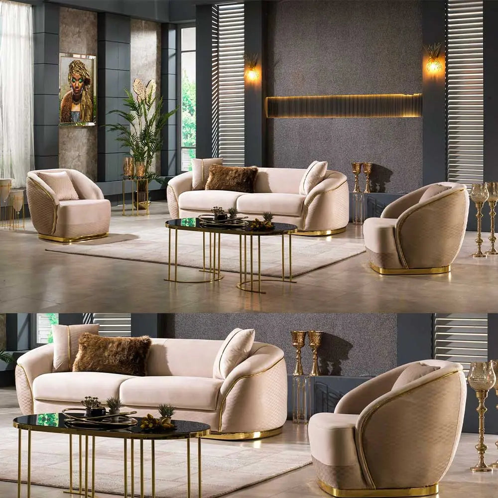 Dubai Gold Sofa Set BoB Furniture