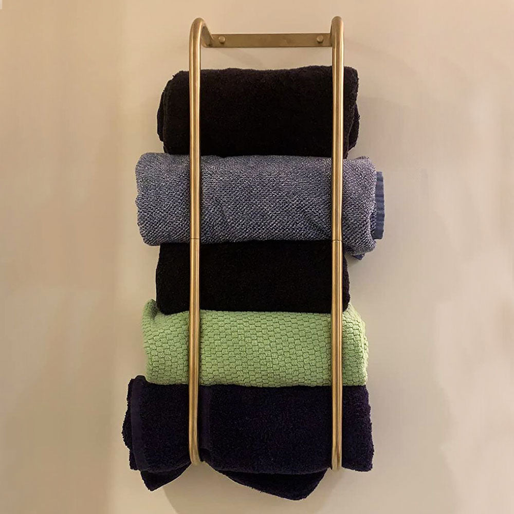 Wall Mount Double Towel Rack 50cm - Brushed Gold