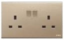 Double 13A Square Socket with Switch- DB127-BLACK