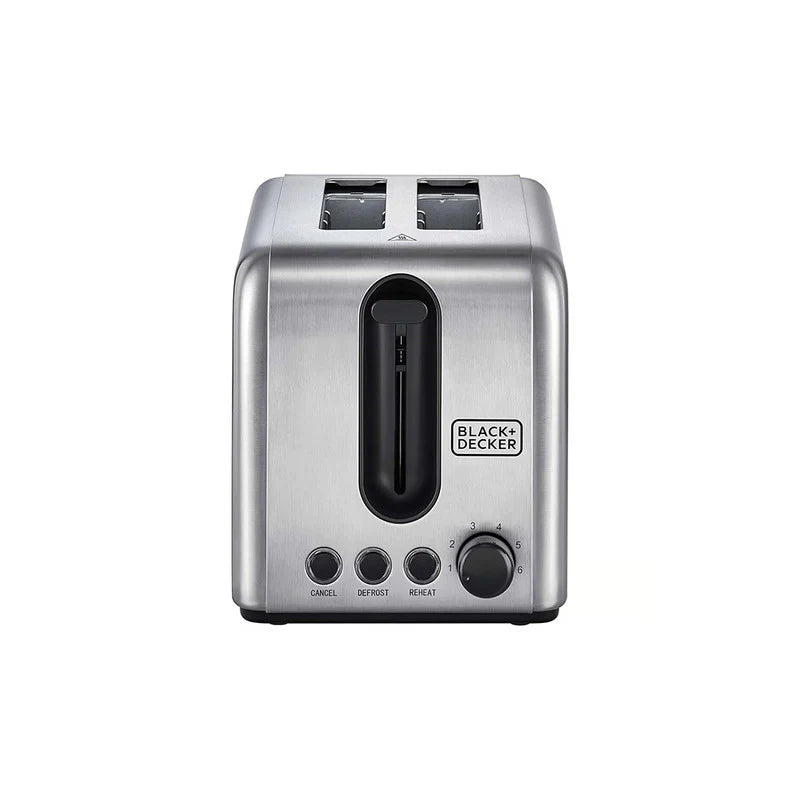 Black+Decker 1050W 2 Slice Stainless Steel Toaster