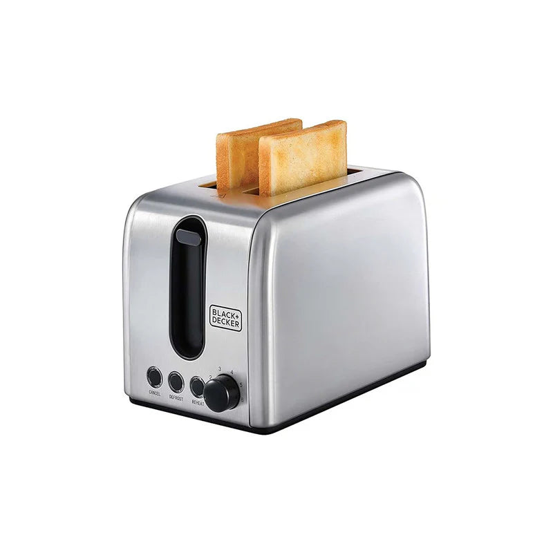 Black+Decker 1050W 2 Slice Stainless Steel Toaster