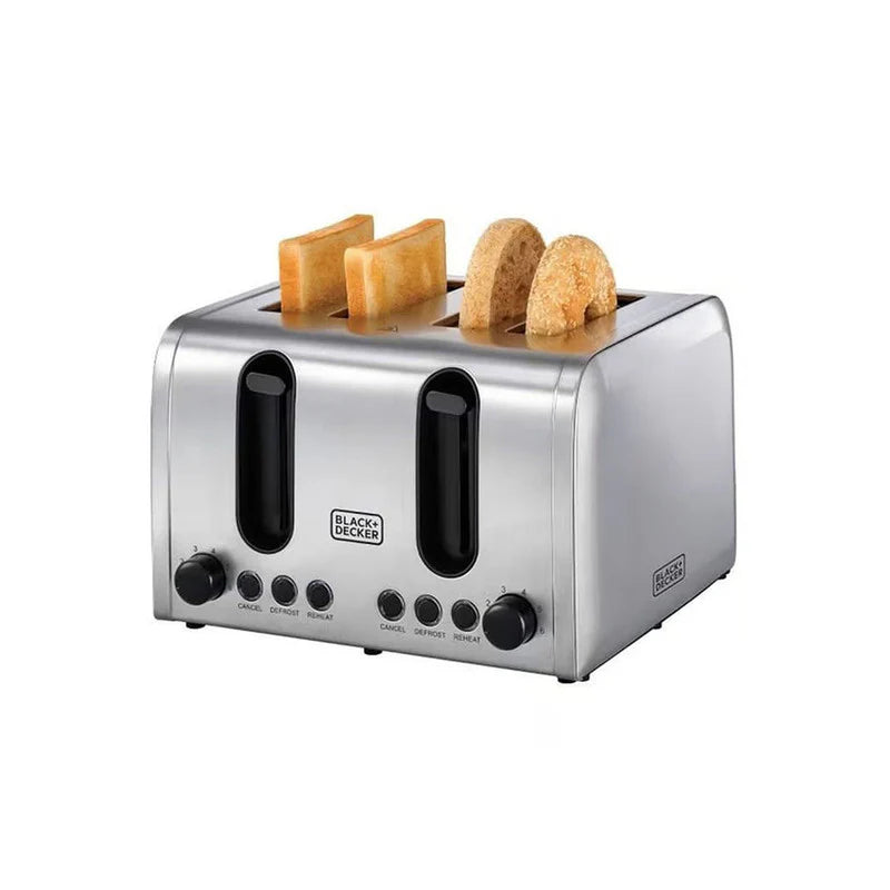 Black+Decker 2100W 4 Slice Stainless Steel Toaster
