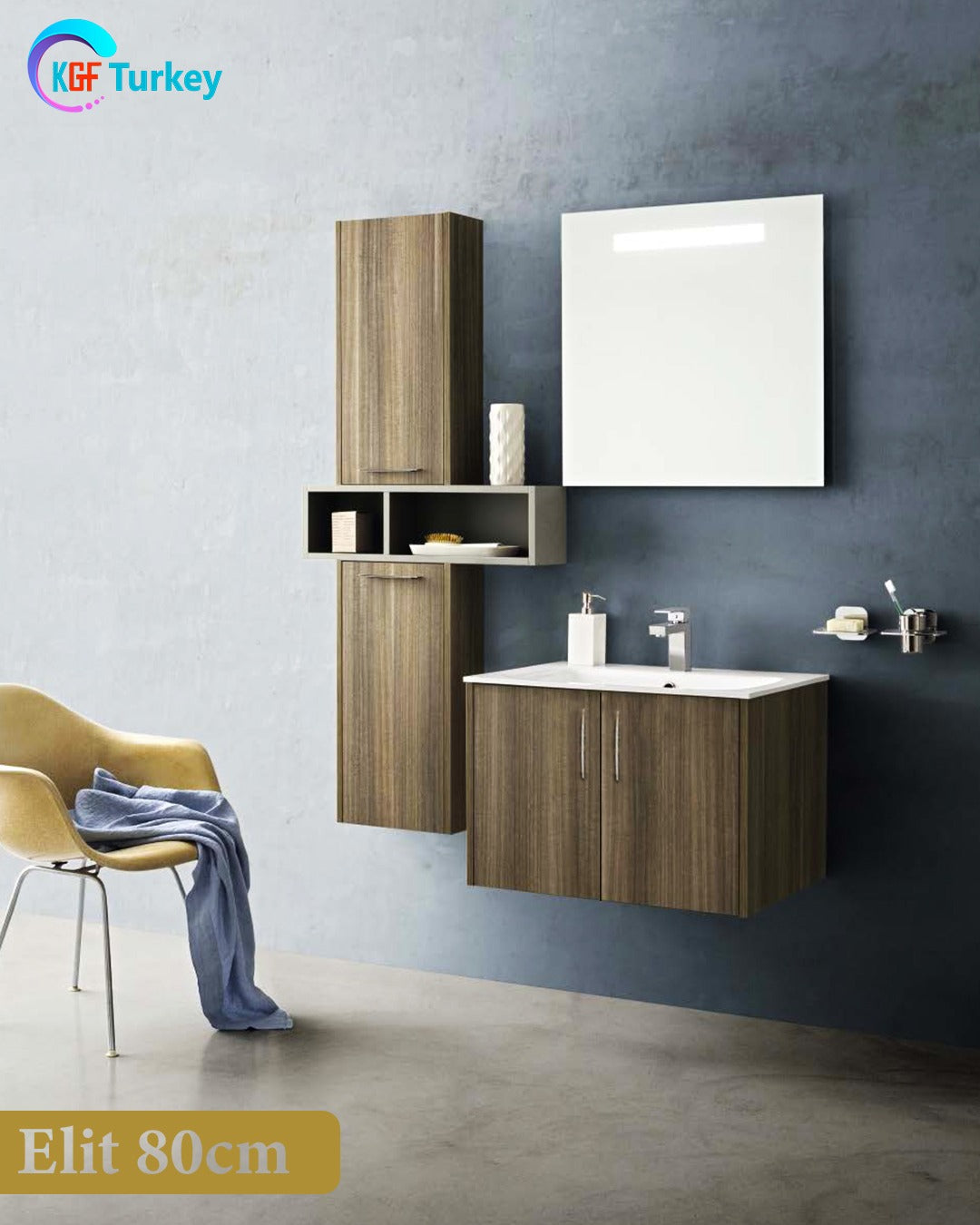 Elit 80cm Bathroom Cabinet (Anadolu Cevizi)