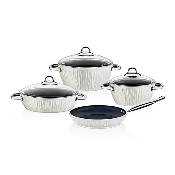 Falez Carnival Series Cream 7 Pieces Cookware Set
