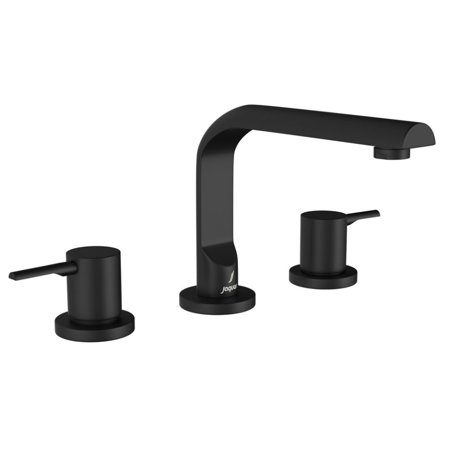 3-Hole Basin Mixer Round Spout - Black Matt