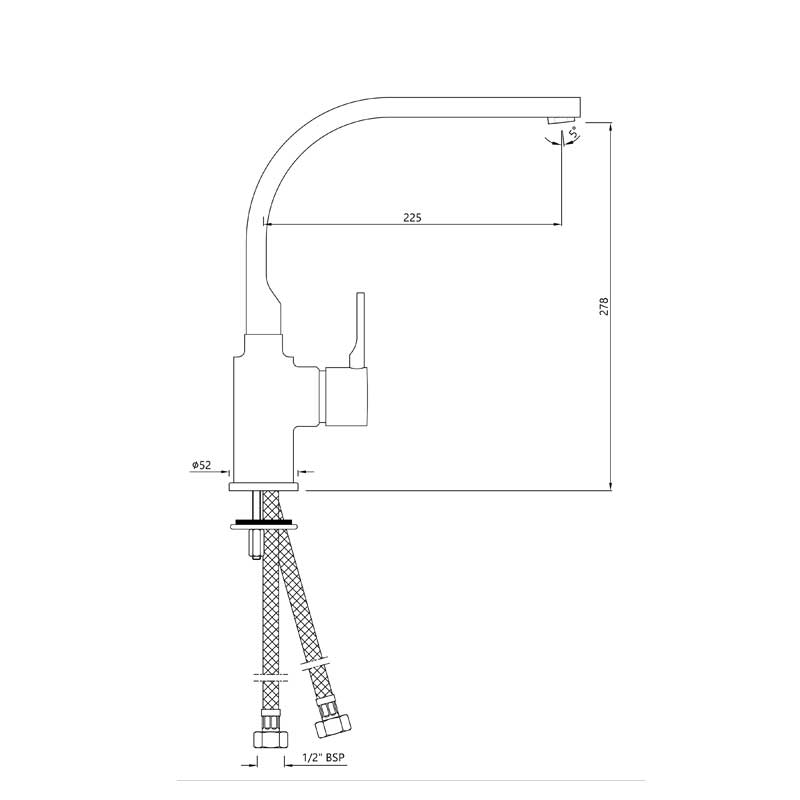 Side Single Lever Sink Mixer - Black Matt