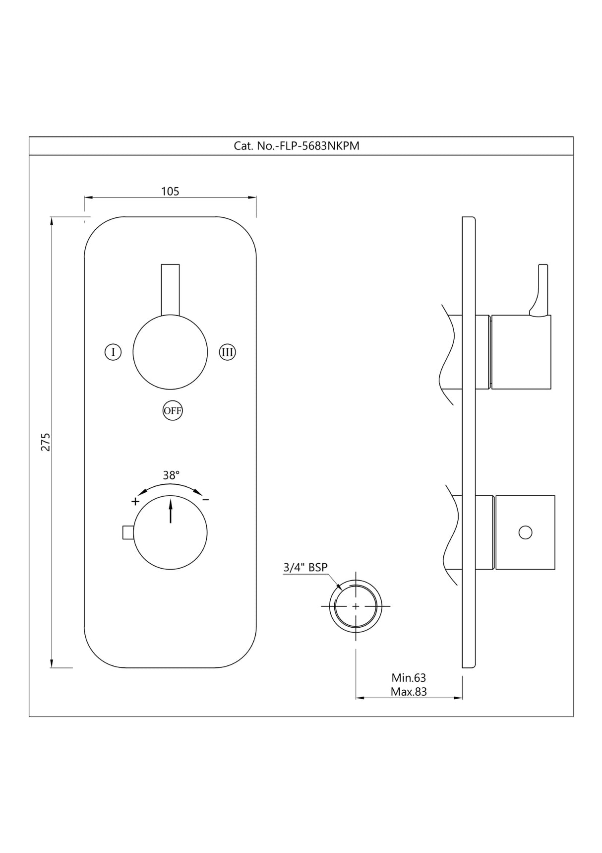 Aquamax Exposed Part Kit of Thermostatic Shower Mixer - Black Matt