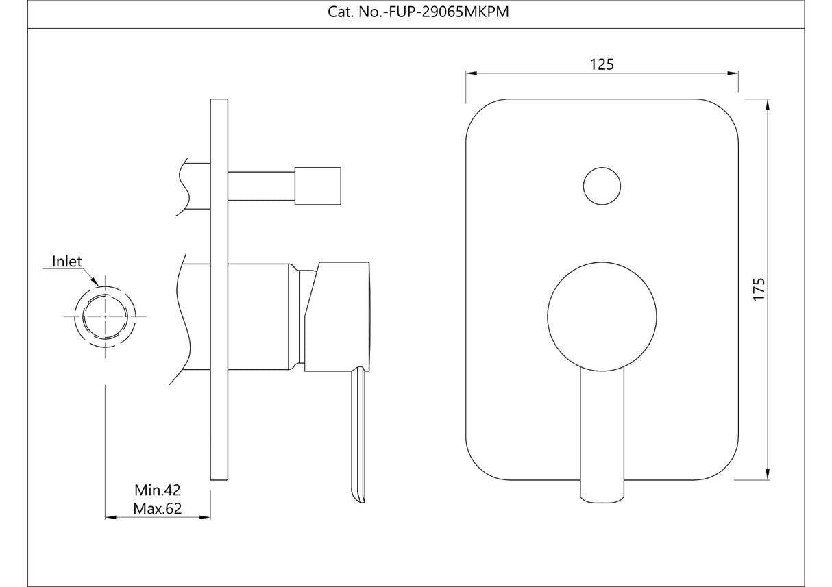 Single Lever Exposed Parts Kit of Diverter - Gold Bright PVD