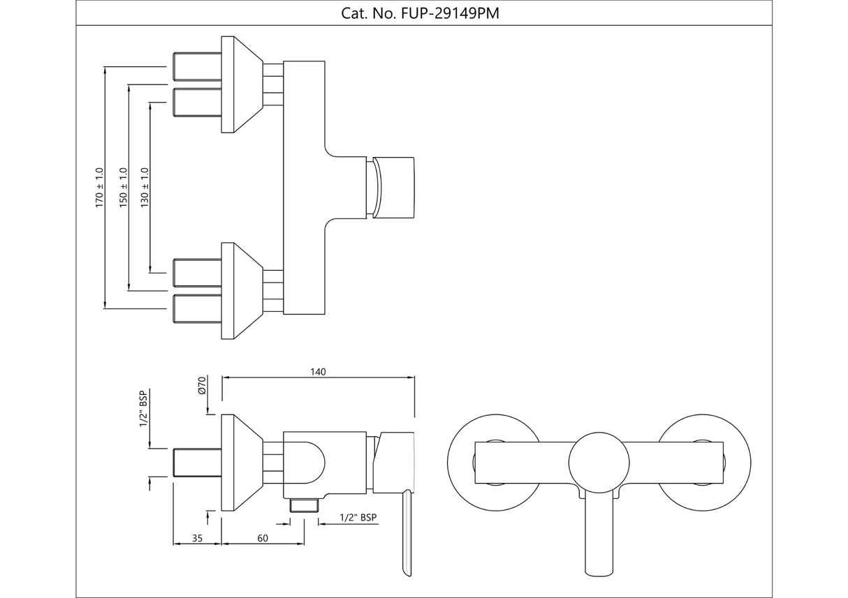Single Lever Exposed Shower Mixer - Gold Bright PVD