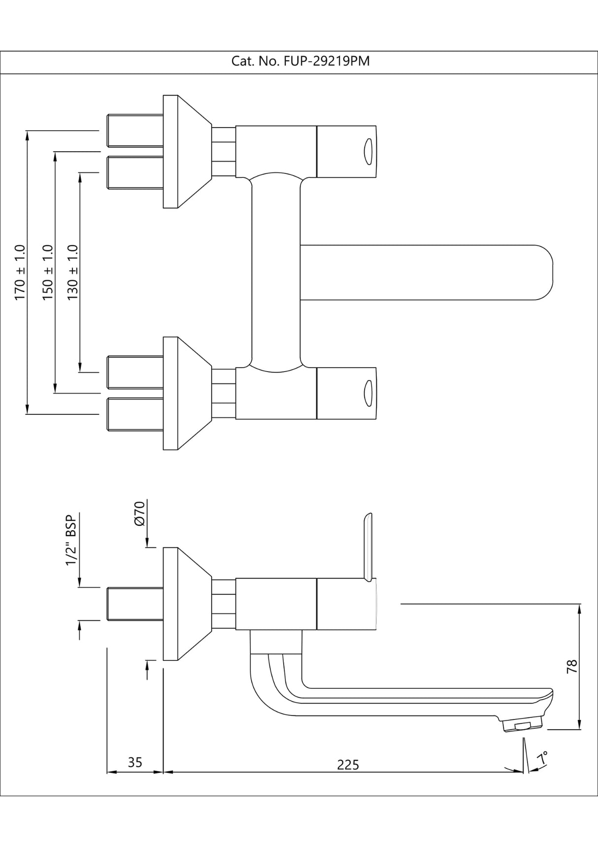 Wall Mixer Non-Telephonic Shower Arrangement - Gold Bright PVD