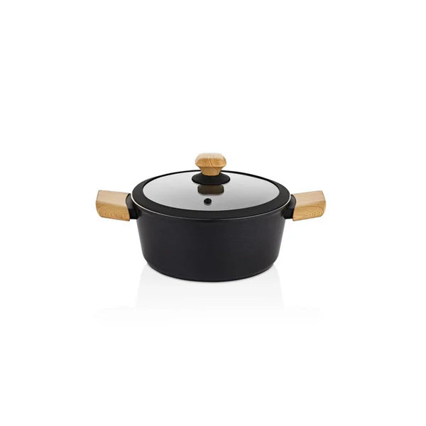 Falez Auris Crystal Black Shallow Casserole - Available In Multiple Sizes