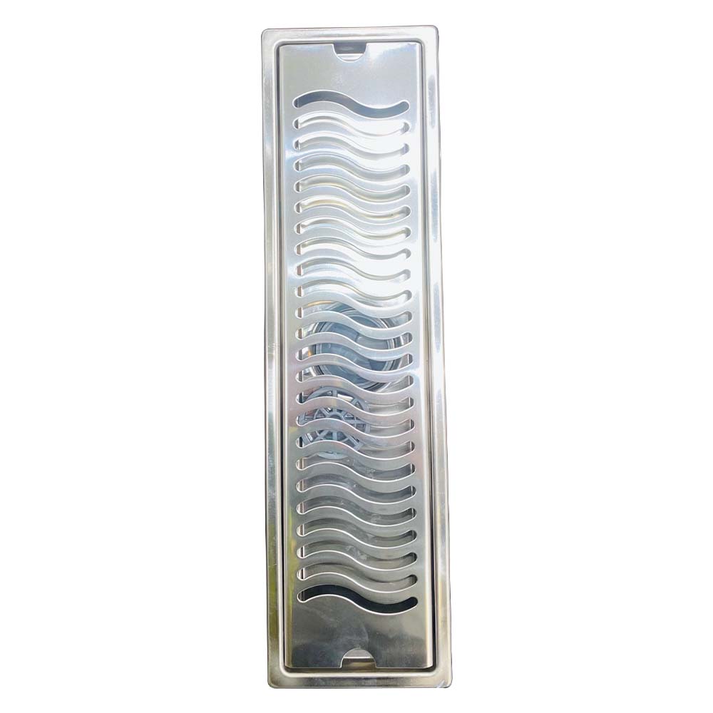 Aqua Floor Drain Stainless Steel Wave 40cm - Silver (10x40)