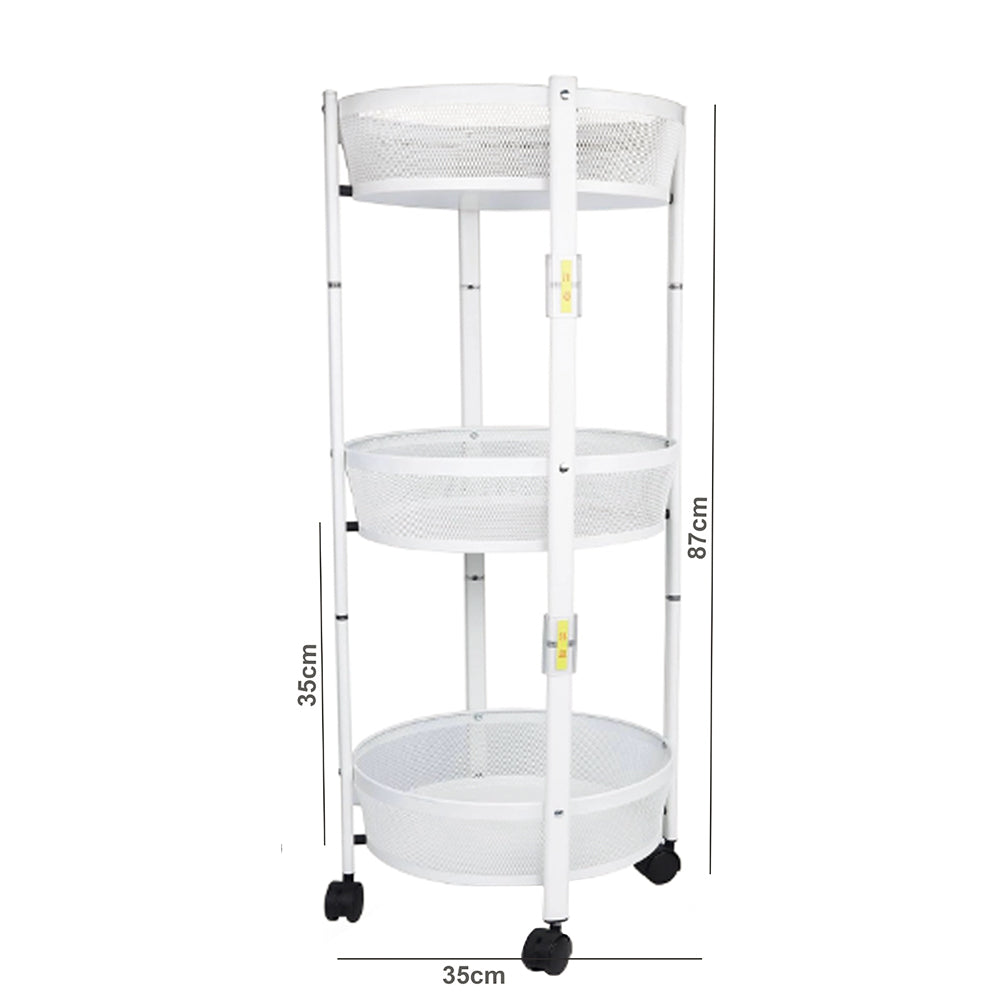 Foldable Storage 3 Tier Metal Rack For Kitchen, Bathroom