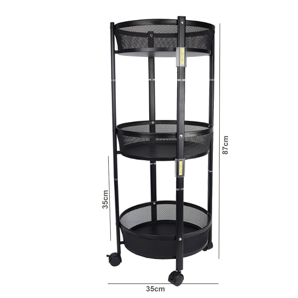 Foldable Storage 3 Tier Metal Rack For Kitchen, Bathroom
