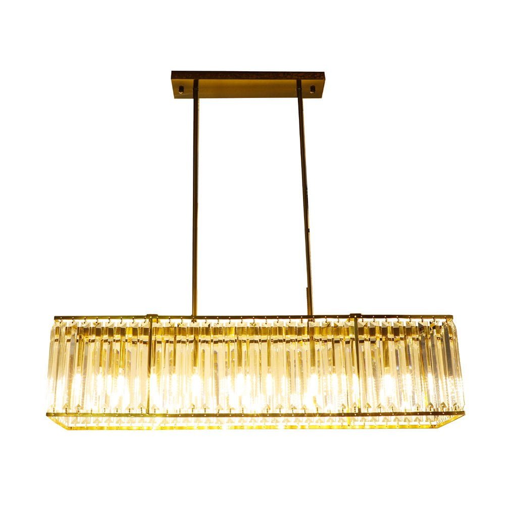 Modern Rectangular Golden Crystal Chandelier Hanging Lights