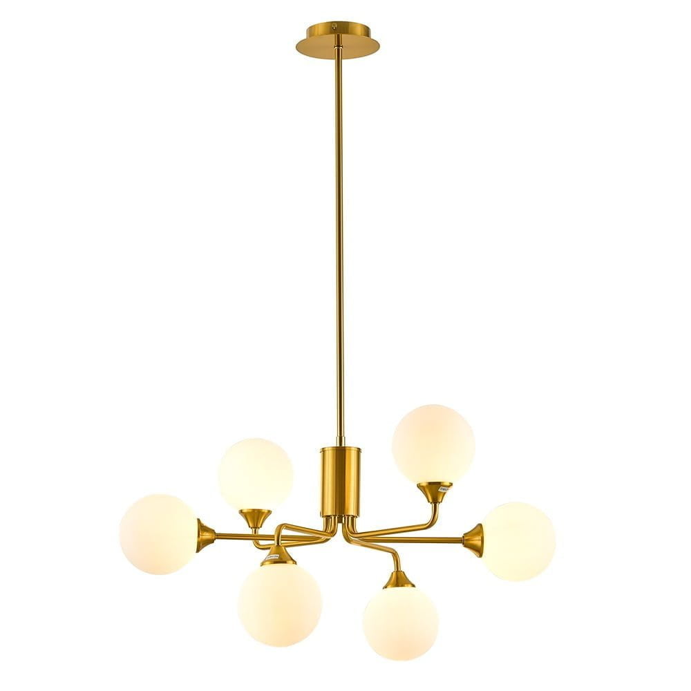Modern Metal Led 6-lights Glass Globes Chandelier Hanging Lights - Omkl3620 (d65)