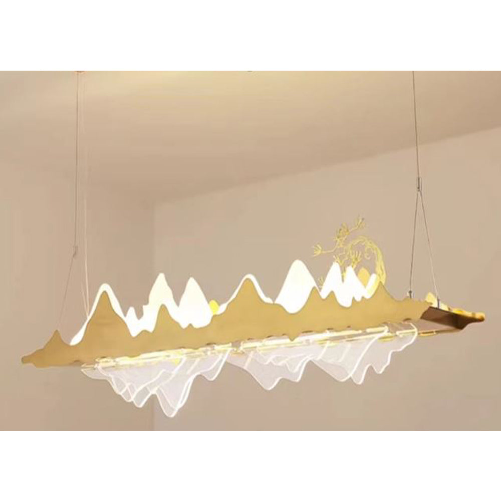 Hanging Lights L100cm Metal Brushed Gold + Acrylic
