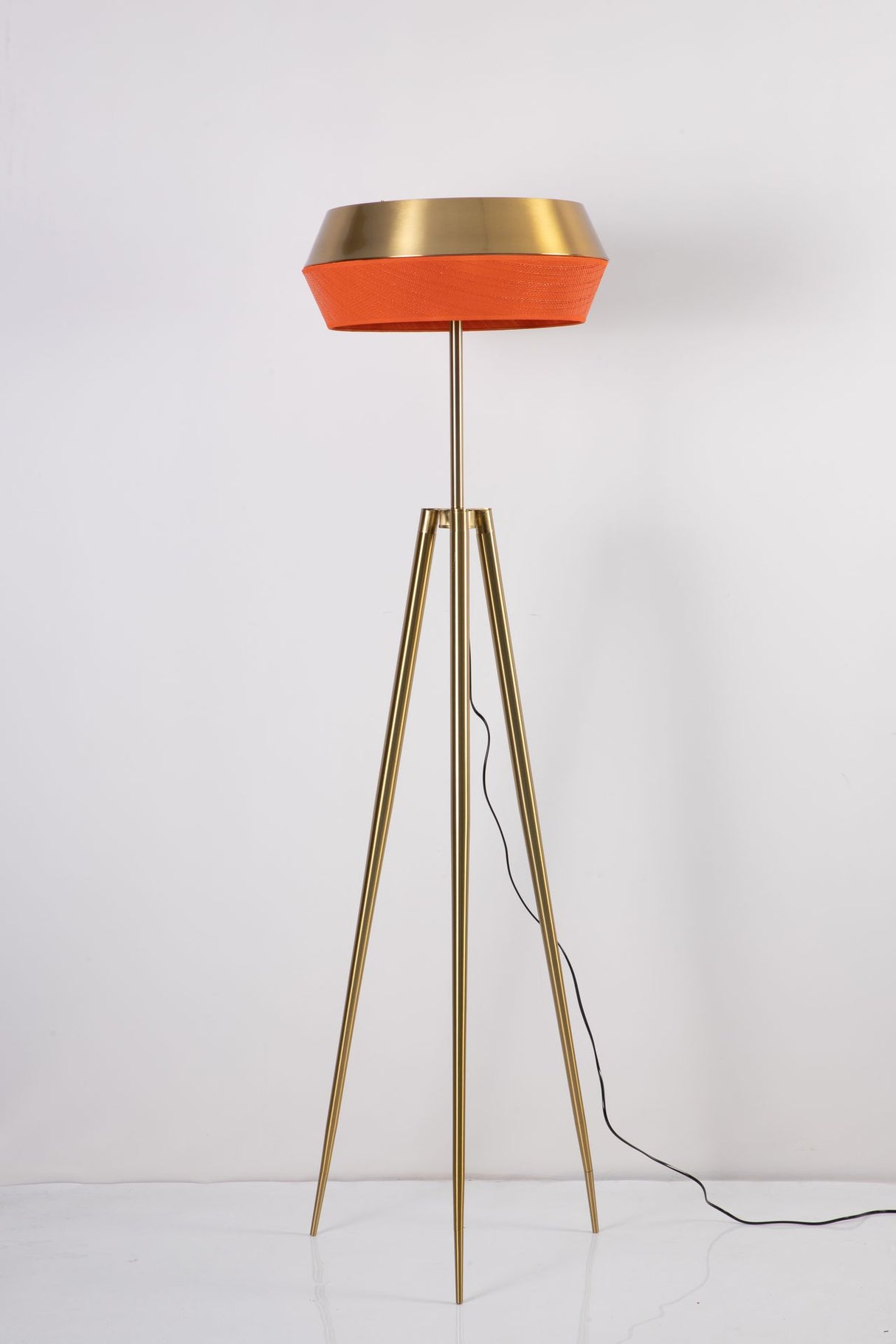 Floor lamp-SM2289F-A-D555×H1700-Golden-Aluminum+Rattan