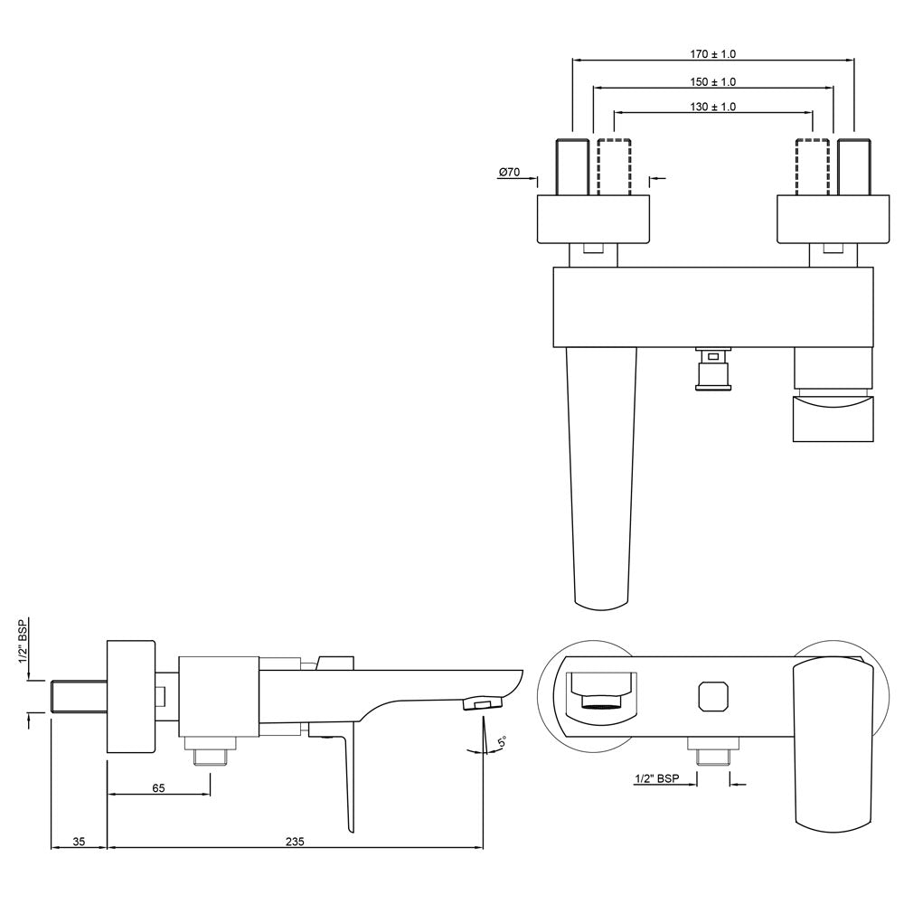 Single Lever Wall Mixer - Chrome