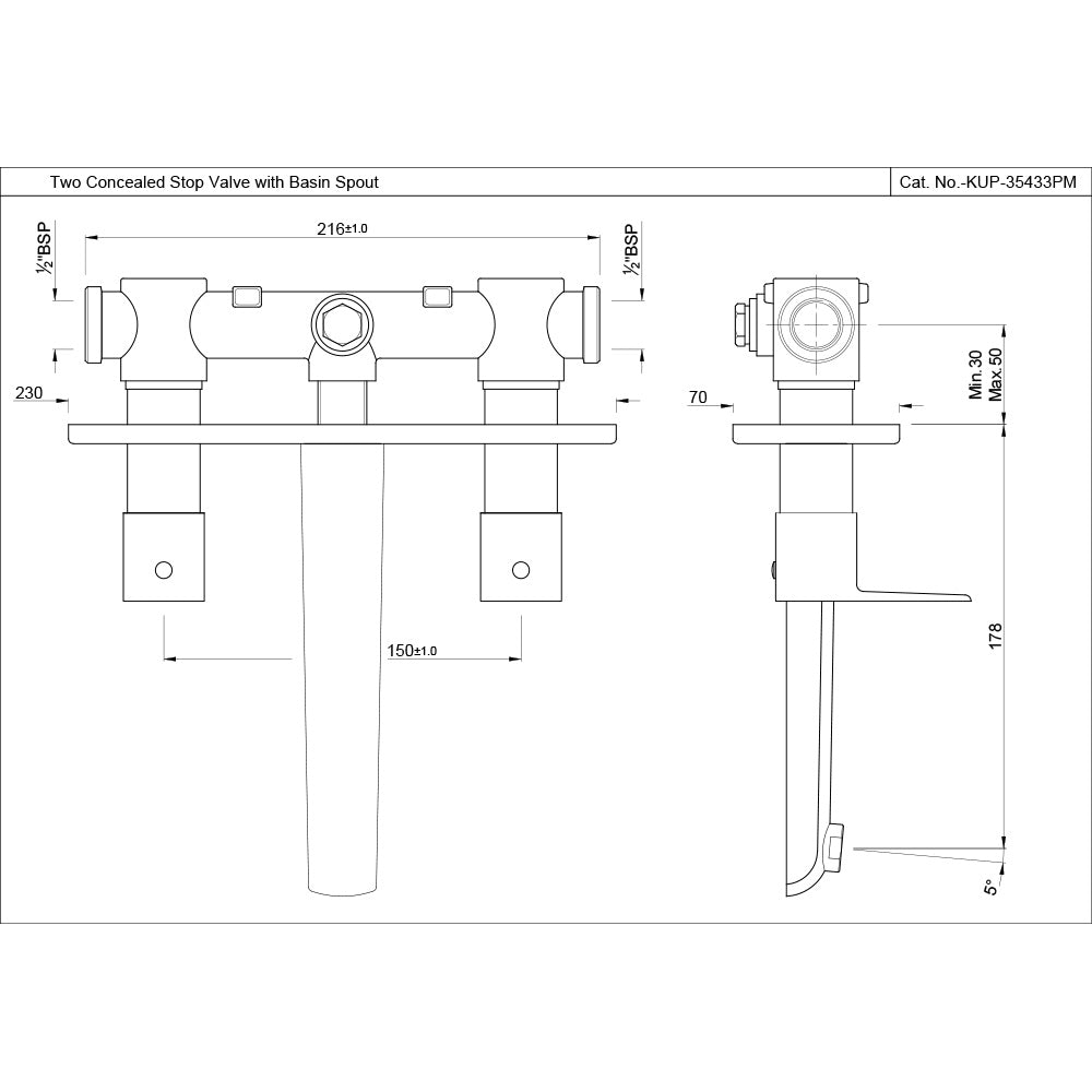 Two Concealed Stop Cocks - Chrome