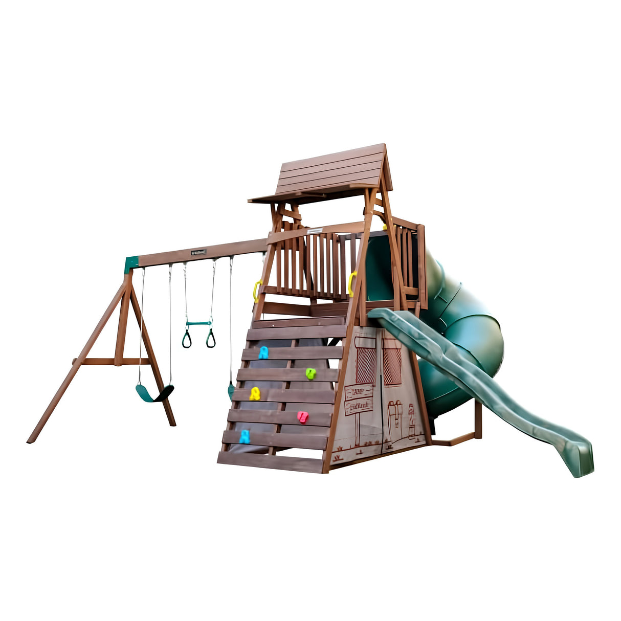 KidKraft Ranger Retreat Wooden Swing Set – Outdoor Kids’ Backyard Adventure Playset