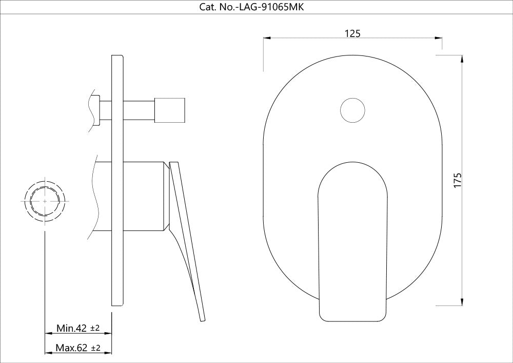 Single Lever Exposed Parts Kit of Diverter - Chrome