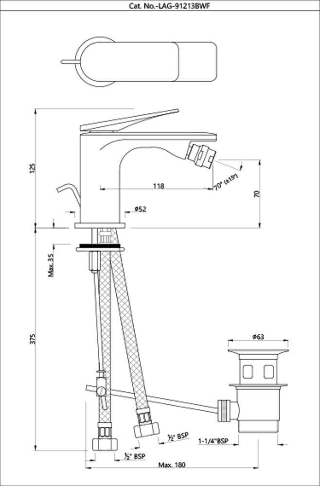 Single Lever 1-Hole Bidet Mixer - Blush Gold PVD