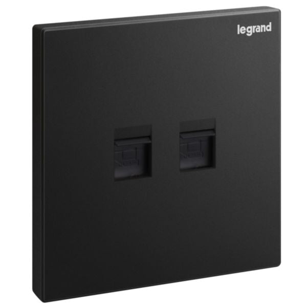 V1 Black V1-021 Double Telephone Socket
