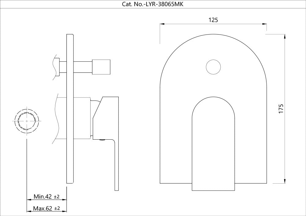 Single Lever Exposed Parts Kit of Diverter