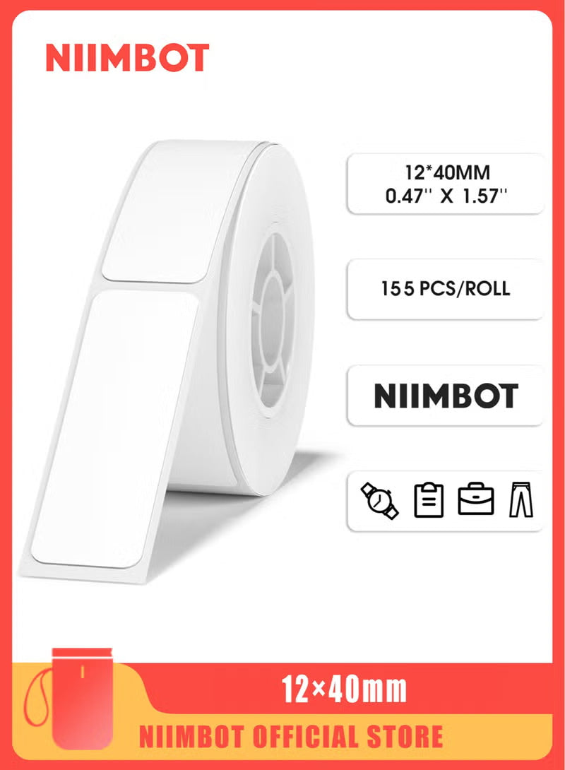 D11/D110/D101 Waterproof White Thermal Label Tape 12Ă—30 mm for Barcode Printing