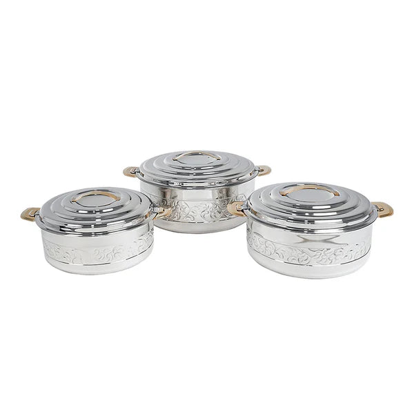 Aksharam Acura Stainless Steel Hotpot 3 Pieces Set